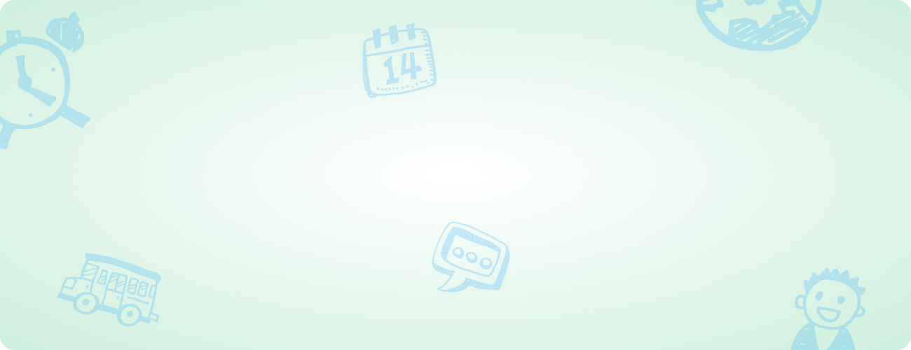 Light blue icons on a light green background